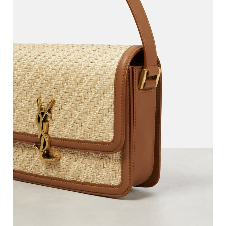 Saint Laurent Medium YSL Flap Raffia Shoulder Bag