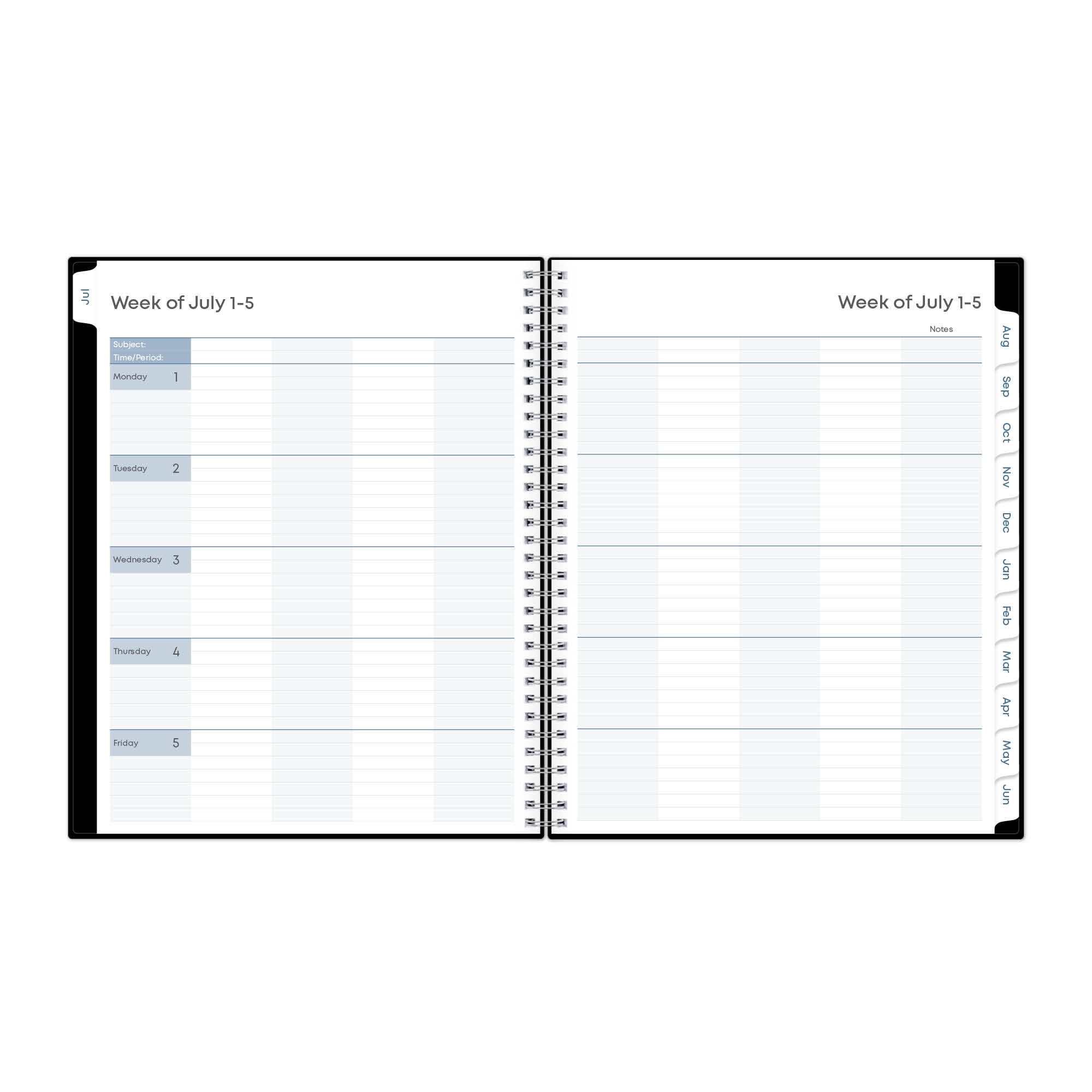 Blue Sky Teacher Academic Year Weekly/Monthly Lesson Planner 11 x 8.5 2024-2025