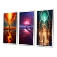 thumbnail image 3 of Designart "Revelation of Ancient Atlantis Mystery of Light I" Abstract Landscape Framed Wall Art Set Of 3 - Red Abstract Landscapes Frame Gallery Set For Office Decor, 3 of 6