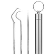 1 Set Toothpick Set Metal StainlessSteel Tooth Cleaning Tubes Storage with Y2Y2