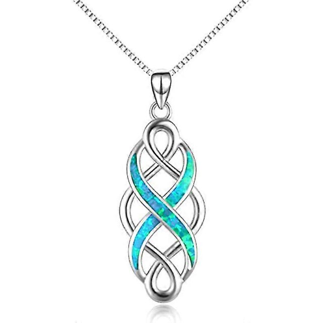 Collar con colgante de ópalo creado con nudo celta irlandés Yashi plata de ley 18 pulgadas