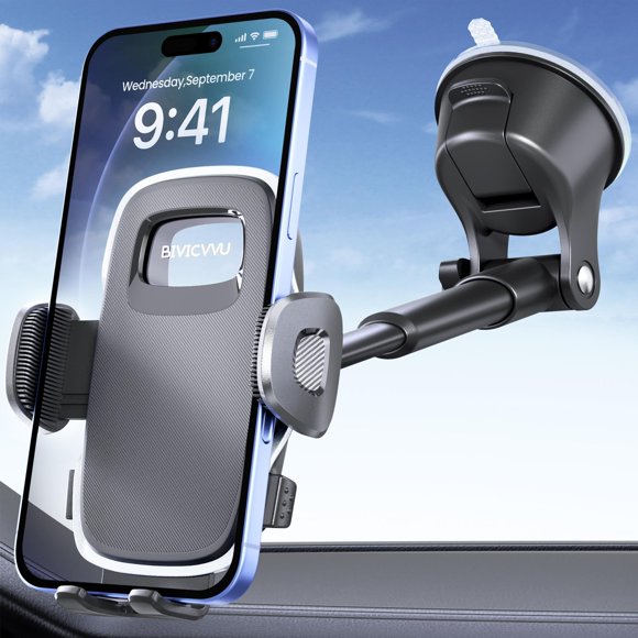 Soporte para teléfono de coche Bivicvvu, 4,8 a 7 pulgadas, soporte de succión ajustable en 360°
