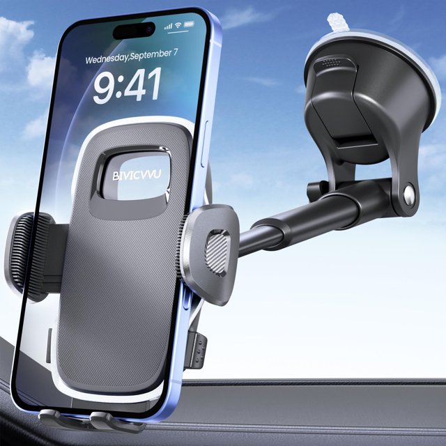 Soporte para teléfono de coche Bivicvvu, 4,8 a 7 pulgadas, soporte de succión ajustable en 360°
