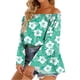thumbnail image 1 of Blusa con volantes de manga larga acampanada informal con hombros descubiertos para mujer Camisa holgada y elegante con volantes, 1 of 6