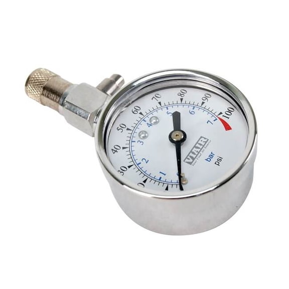 VIAIR 90072 100 PSI 2'' Tire Gauge with Bleeder Valve