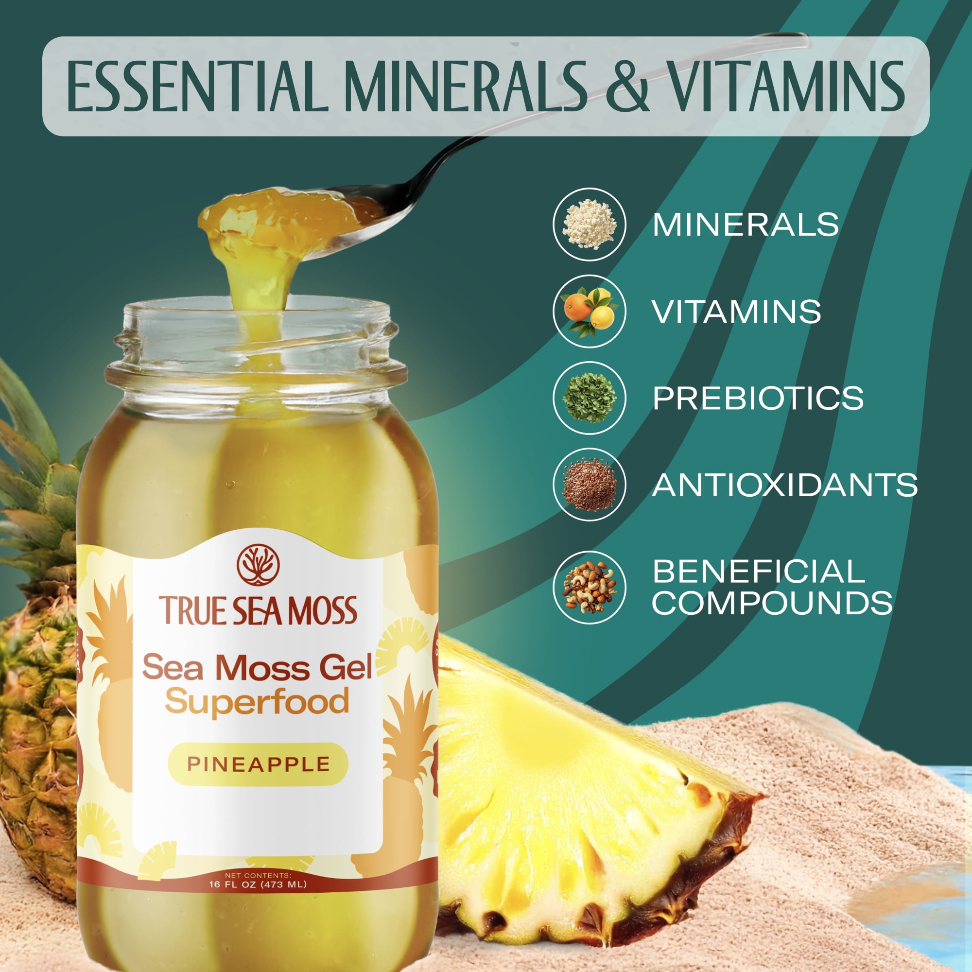TrueSeaMoss Wildcrafted Irish Sea Moss Gel, Strawberry Flavor
