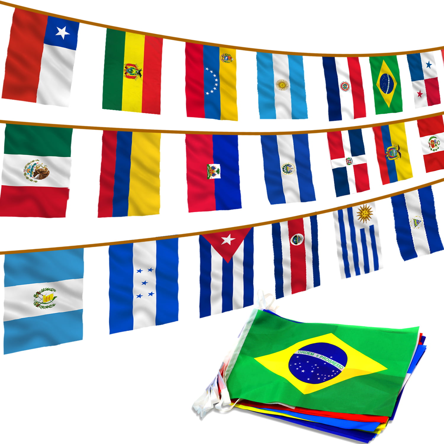 30ft String Flag Set of 20 European Country 12x18 Bunting Flag Banner Flags 