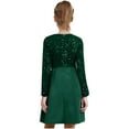 thumbnail image 2 of Runhomal Robe à Sequins pour Filles Col Rond Manches Longues Plissée Robe de Fête Mariage Fleur Verte 16, 2 of 6