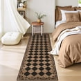 thumbnail image 3 of RUG ROBOT 2.5' x 8' Runner Rug for Hallway, Non Slip Washable Checkered Rug for Kitchen, Brown Neutral Bathroom Home Decor Plaid Diamond Low Pile Print Carpet for Entryway Bedroom Laundry, 3 of 5