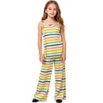 thumbnail image 2 of Bovxnpu Girls' Pant Sets Girls Cotton Striped Sleeveless Crew Neck Tank Top + Flared Pants 2-Piece Sets Summer Outfits, 2 of 6