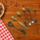 thumbnail image 3 of Toystoory 2020 6 uds bronce tallado ecológico pequeño té café cucharas comida tenedor cuchara para mezclar Mostrada cobre Toystoory JJ6505-04, 3 of 6