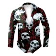 thumbnail image 3 of Mens Halloween Shirt Full Skeleton Floral Print Funny Button Down Lapel Long Sleeve Tops Fall Winter Outdoor Activities Shirts for Men S, 3 of 5