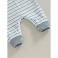 thumbnail image 6 of Infant Baby Spring Jumpsuit Outfits Stripe Print Front Button Long Sleeve Romper with Hat, 6 of 8