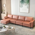 thumbnail image 3 of Costway Modular L-shaped Sectional Sofa with  Reversible Chaise & 4 USB Ports Coral Pink, 3 of 11