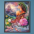 thumbnail image 1 of Cuadros Decorativos 5D DIY completo redondo taladro parcial AB diamante pintura niña decoración 45x55CM Wdftyju embutido en tela, 1 of 9