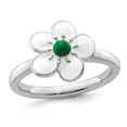 thumbnail image 1 of Sterling Silver Hawthorn Flower Ring with White and Green Enamel, 1 of 4