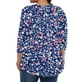 thumbnail image 5 of 3/4 Sleeve Tops for Women Summer Sale Women's Plus Size Solid Color Gradient European T-Shirt Home Casual with Three Quarter Sleeves Round Neck Top/shirt, 5 of 7