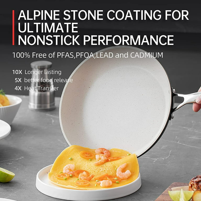 Marble Stone Beige Non-Stick Wok Frying Pan - 11