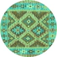 thumbnail image 1 of Ahgly Company Machine Washable Indoor Round Abstract Turquoise Blue Contemporary Area Rugs, 6' Round, 1 of 4