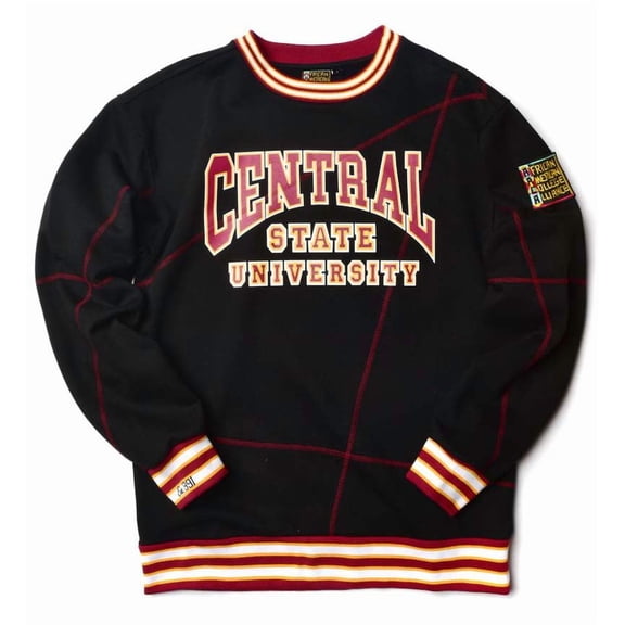 AACA Central State University Marauders Mens Heavyweight Fleece Crewneck Sweatshirt 16oz Retro 90s HBCU Varsity Style, Black