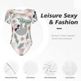 thumbnail image 6 of Uemuo Cute Cartoon Sloth Pattern Women's One Piece Short Sleeve Swimsuit Rash Guard Surfing Modest Quick-drying Swimsuit Beach Essentials-Small, 6 of 9