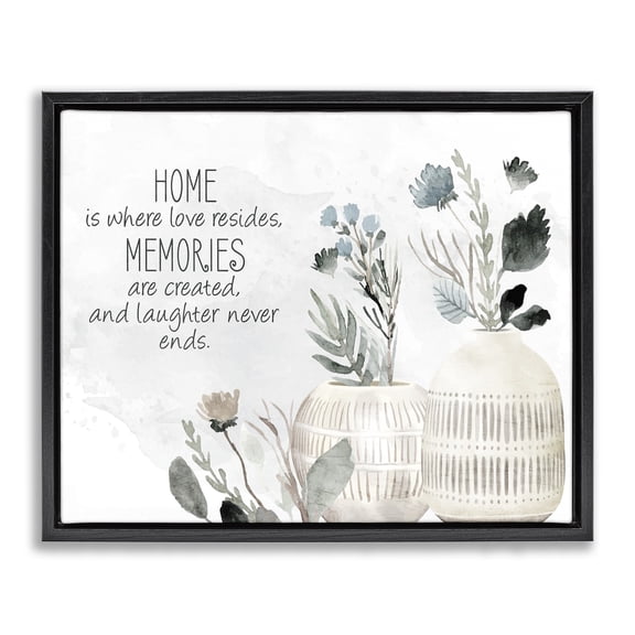 Stupell Industries Eclectic Floral Where Love Resides Black Floating Frame Canvas Art, 21 x 17, by Kim Allen