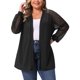 thumbnail image 1 of Cárdigan ligero de talla grande para mujer GRACE & GRANDEUR, tejido de ganchillo, con dise?o de encaje, de manga larga, casual, abierto por delante, 4X negro, 1 of 5