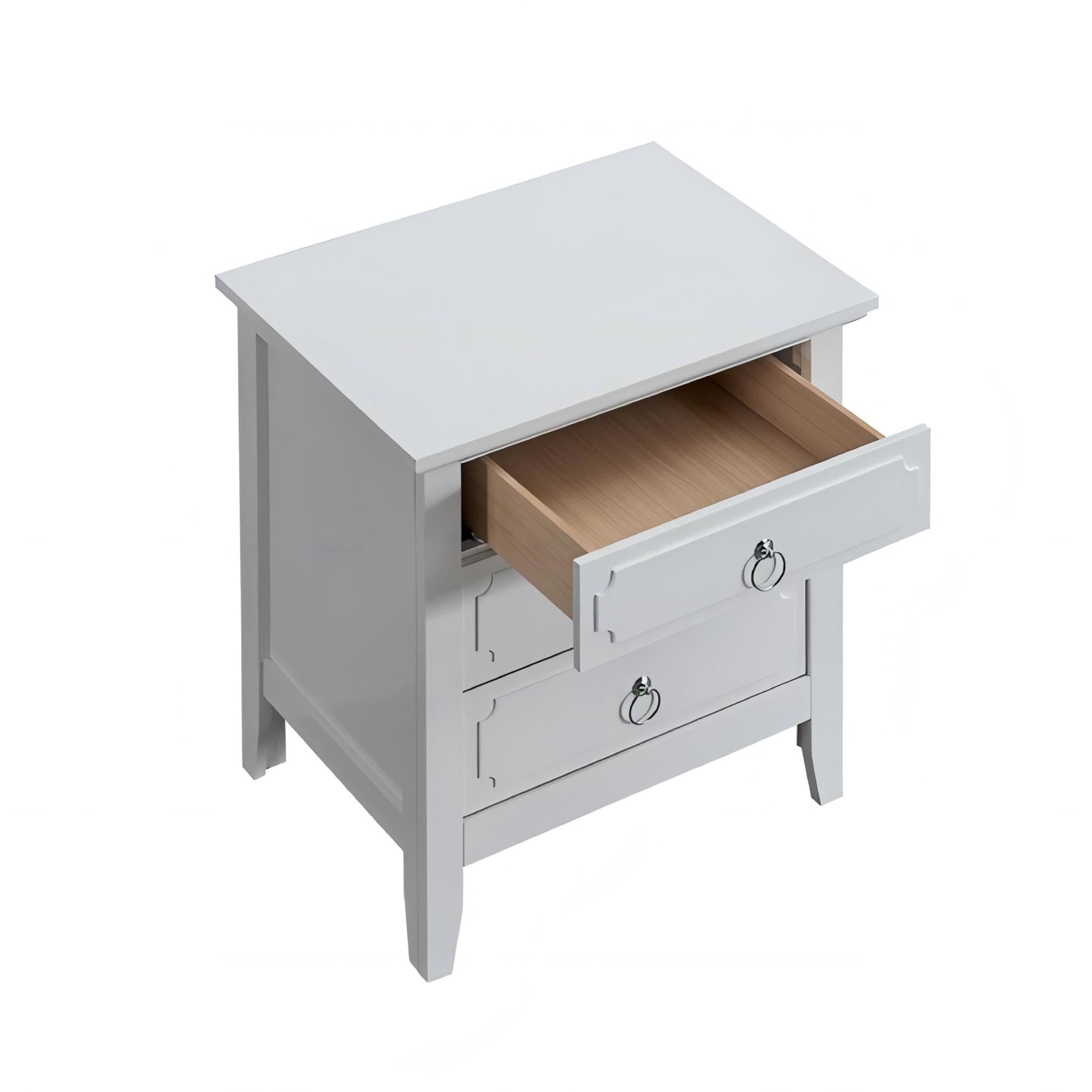 Noble House Hammond 3-Drawer Wood Nightstand, Dovetail Construction, White