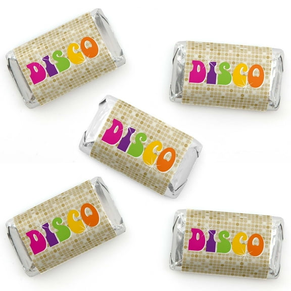 Big Dot of Happiness 70's Disco - Mini Candy Bar Wrapper Stickers - 1970s Disco Fever Party Small Favors - 40 Count