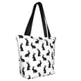 thumbnail image 2 of KLL Tote Bag for Women Black Rabbit Print Shopping Grocery Reusable Bags for Office School Shopping Travel, 2 of 6