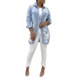 thumbnail image 1 of LUXUR Women Distressed Denim Trucker Jackets Hole Fall Jean Jacket Light Blue L, 1 of 7