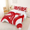 thumbnail image 3 of Castle Fairy Abstract Curved Brush King Size Comforter Sets 3pcs,Watercolor Ring Stripes Comforters King Size,Red White,Reversible,1 Comforter and 2 Pillowcases, 3 of 6