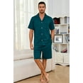 thumbnail image 4 of VULCANODON Mens Pajamas Set, Lightweight Button-Down Short Sleeve Sleepwear 2-Piece for Men (Dark Green, 2XL), 4 of 4