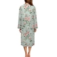 thumbnail image 2 of Xoenoiee Rose Flower Print Robes for Women Zipper Front Bathrobe Long Sleeve House Coat Long Nightgown With Pockets Soft Loungewear, Size M, 2 of 7