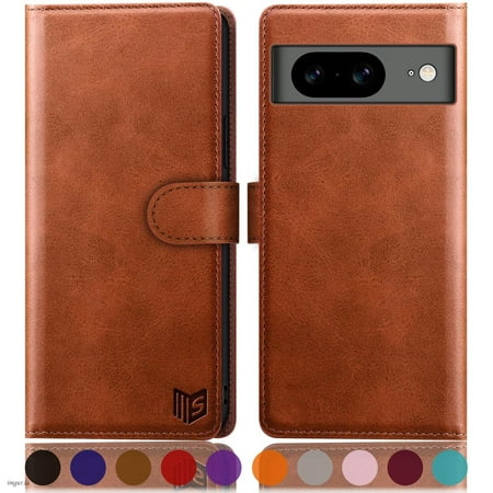 SUANPOT For Google Pixel 8 Wallet Case with RFID Blocking Credit Card Holder,Light Brown