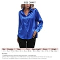 thumbnail image 4 of Woman Satin Twist Knot Shirt Long Sleeve Button Up Shirt Fashionable Pure Color Slim Fit Top Jewel Blue M, 4 of 6