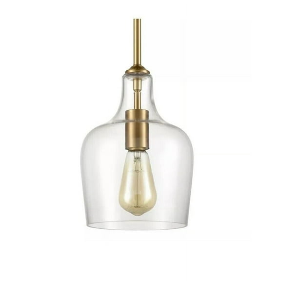 1-Light Modern Gold Glass Kitchen Pendant Lighting Rod-Hung Gold Pendant Light