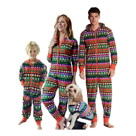 

Emmababy Christmas Family Matching Hoodie Jumpsuit Santa Claus Tree Pajamas Sets Daddy Mommy Kids Long Sleeve Sleepwear Romper