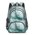 thumbnail image 2 of Green and White Marble Pattern Backpack for School, Cute School Bag with Adjustable Shoulder Straps and Padded Back, 16.9"x12.6"x5.9", 2 of 5