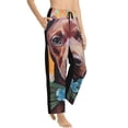 thumbnail image 6 of Salouo Painted Flower Puppy Print Women's Pajama Pants Casual Loose Sweatpants PJs Flowy Pants Drawstring Palazzo for Women Wide Leg Pants Lounge Pajama -Large, 6 of 8