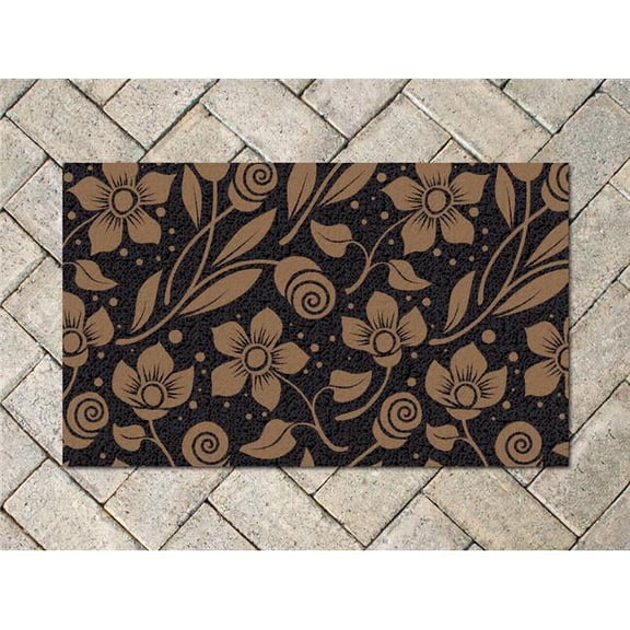 Americo 6316FSB830 Flowers & Swirls Black Printed Mat, Front Runner - 8 x 30 in.