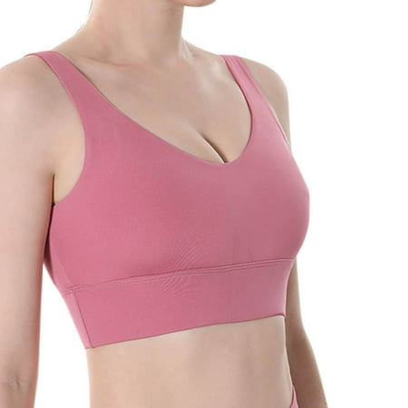 ATOYSOY Women s Everyday Bra Sports Bra Yoga Running Activewear Slim Basic Tank Tops Camisoles Bralette Solid Color Underwear Push Up Comfort Bra Clearance Teens Breathable Pink L