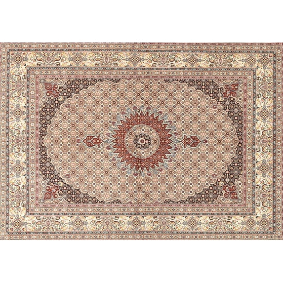 Ahgly Company Indoor Rectangle Traditional Deep Peach Orange Medallion Area Rugs, 5' x 8'