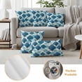 thumbnail image 6 of Blue Geometric Moroccan Outdoor Waterproof Pillow Covers, Abstract Art Blue Ombre Modern Decorative Square Throw Pillowcase Sofa Cushion Sham for Patio/Couch/Chair, 16"x16" 2 Pack, 6 of 8