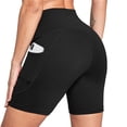 thumbnail image 3 of Hanerdun Women Female High Waist Yoga Workout Shorts with Pockets Black L, 3 of 5
