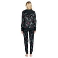thumbnail image 3 of Ashford & Brooks Women's Mink Fleece Hoodie Pajama Set - Black Tuquoise Feather - Large, 3 of 5