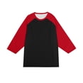 thumbnail image 7 of Gaukiv Men's Three Quarter Sleeve Shirts Raglan Crew Neck Tees Solid Color Body with Contrast Sleeves Baseball Shirts Red 3XL, 7 of 7