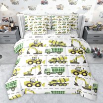 Castle Fairy Children Kids Cartoon Truck Twin Bedding Sets 7-Piece,Transportation Theme Bedding Comforter Set Microfiber,Kawaii Car Theme Breathable Sheet Sets,Ultra Soft Home Decor,Reversible