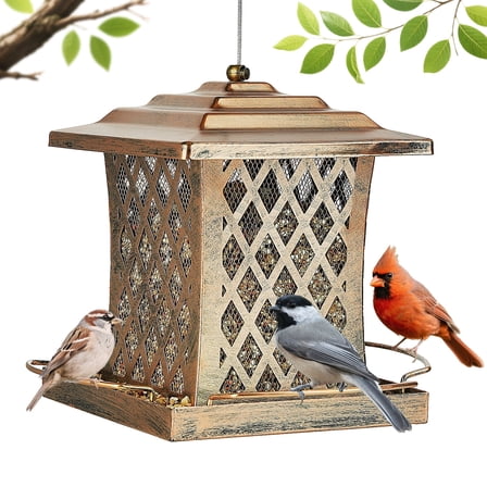 Samhe Metal Wild Bird Feeder for Outside Hanging, Heavy Duty 3LB Capacity Birdfeeder for Garden Yard Decoration