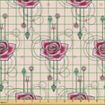 thumbnail image 2 of Ambesonne Nature Fabric by the Yard Upholstery, Roses Dashes Circles Plot, 3 Yards, Hot Pink Pale Blue, 2 of 5